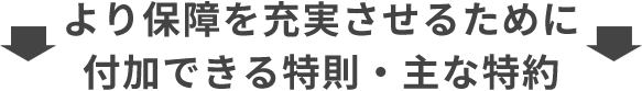 より保障を充実させるために付加できる特則・主な特約