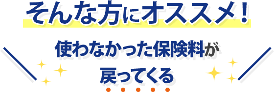 そんな方にオススメ!使わなかった保険料が戻ってくる