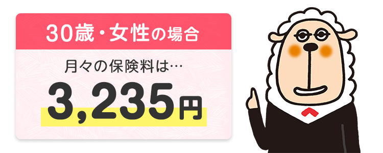 30歳・女性の場合 月々の保険料は3,235円