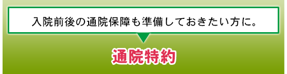 入院前後の通院保障も準備しておきたい方に。通院特約