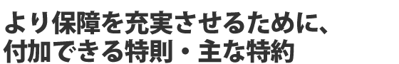 より保障を充実させるために、付加できる特則・主な特約